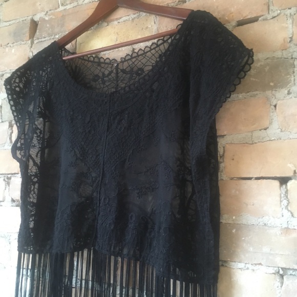 Black Fringe Top - Picture 2 of 5
